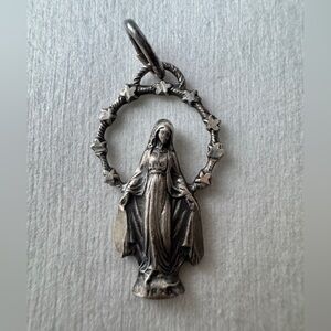 Vintage Sterling Silver 925 Virgin Mary Religious Charm Pendant